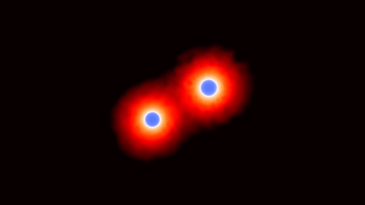 Two stars colliding in a supercomputer simulation