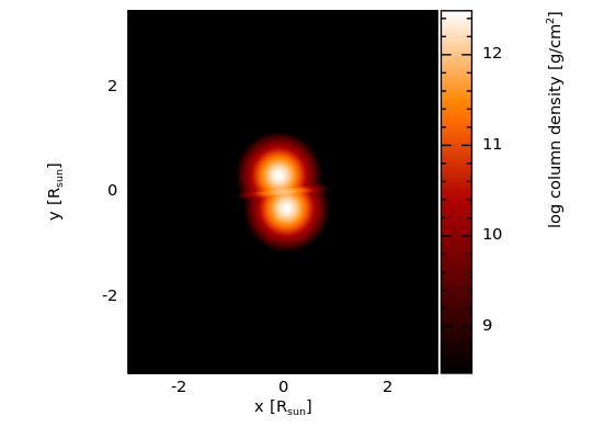 Two glowing stars pressed together at the moment of collision
